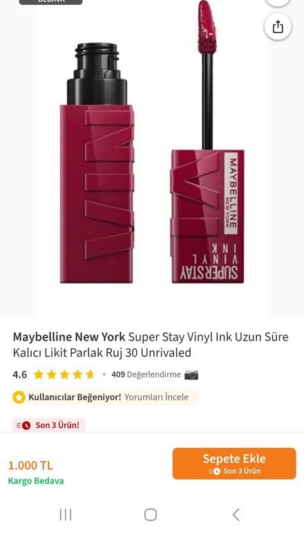 Maybelline Super Stay Vinyl Ink