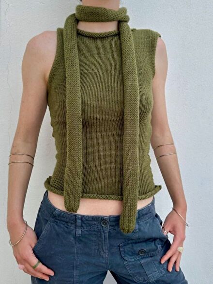 Knit Skinny Scarf İnce Atkı 2000s