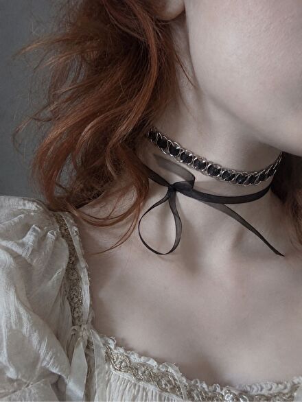 chainmail ortaçağ kolye/choker