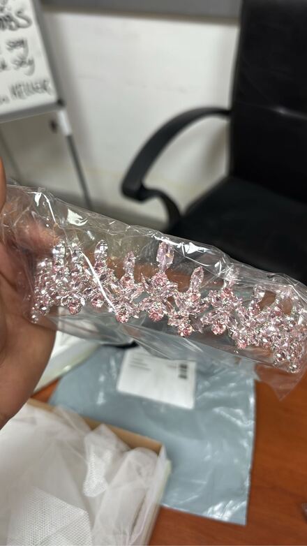 Pembe Taşlı Gelin Tacı