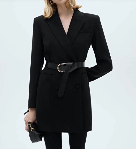 Siyah Blazer Ceket Elbise