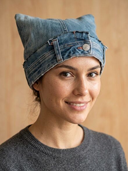 Upcycled Handmade Jean Şapka