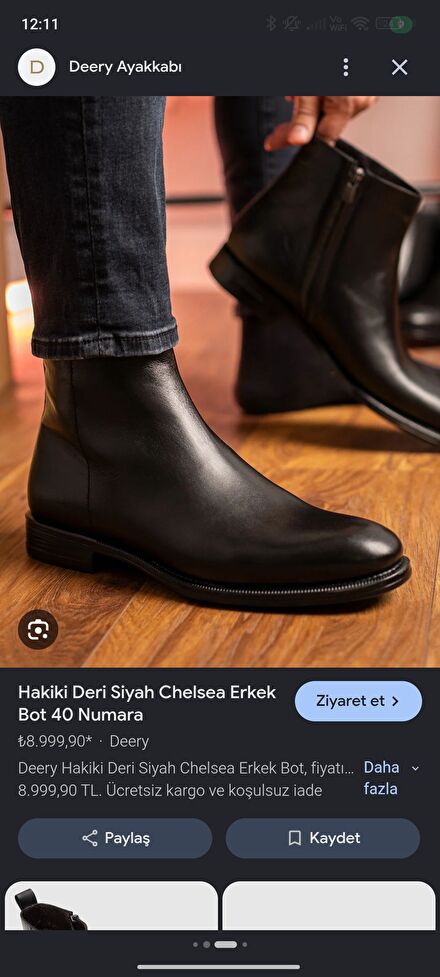 Siyah Deri Chelsea Erkek Bot