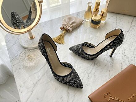 Siyah Taşlı Stiletto Ayakkabı