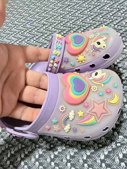 Mor Unicorn Baskılı Terlik