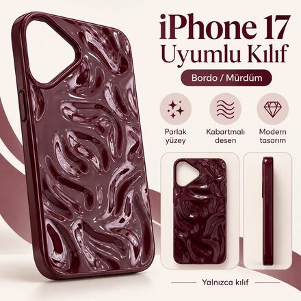 📱 iPhone 17 Bordo Kabartmalı Kılıf