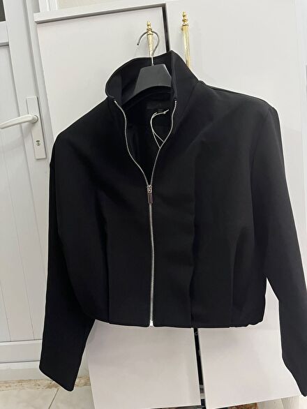 Siyah Zara Dik Yaka Bomber ceket