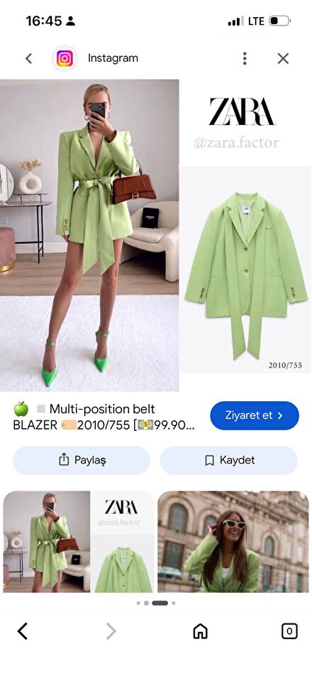 Zara Blazer ikili takım