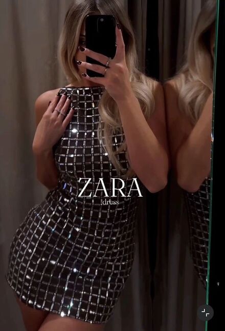 zara taşlı gece elbisesi