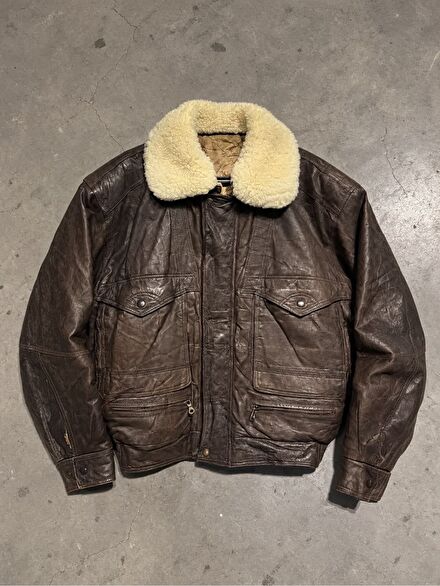 Vintage orijinal bomber deri ceket