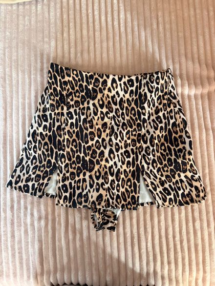 Zara Leopar Desenli Mini Şort Etek