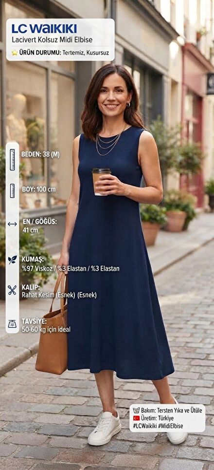 👗 LC Waikiki Kolsuz Midi Elbise 💙