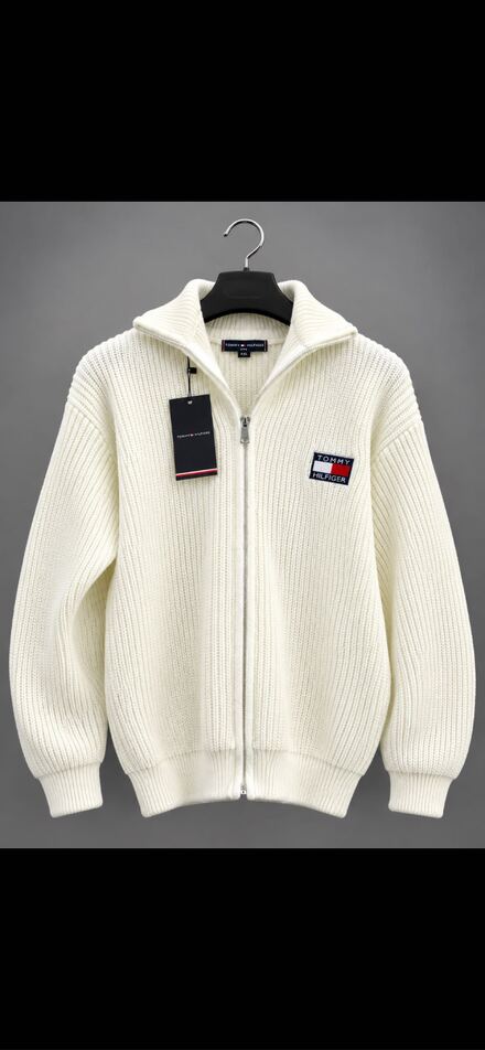 Tommy Hilfiger Beyaz Fermuarlı Hırka