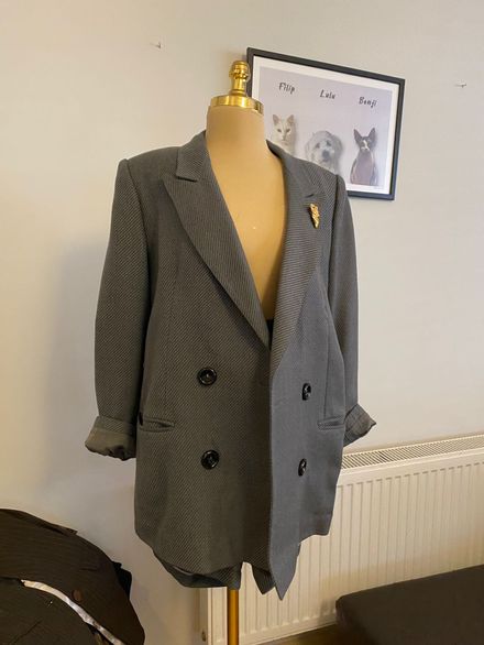 Gri Blazer ikili şortlu takım