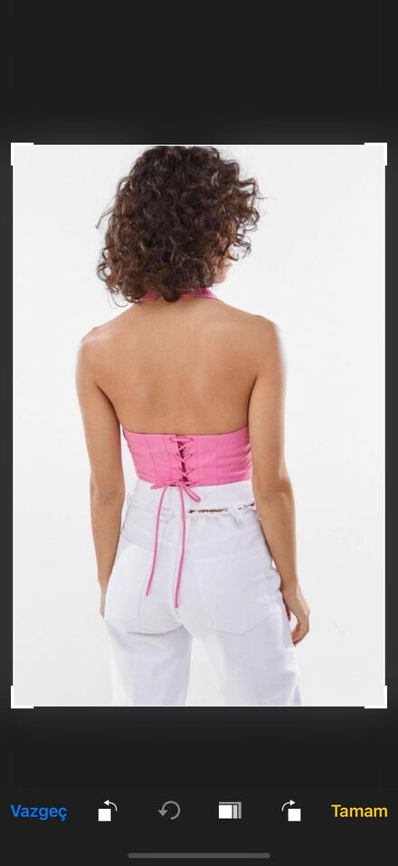 Pembe Korseli Crop Top