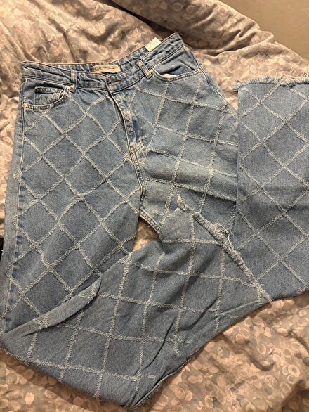 QUZU Desenli Jean Pantolon