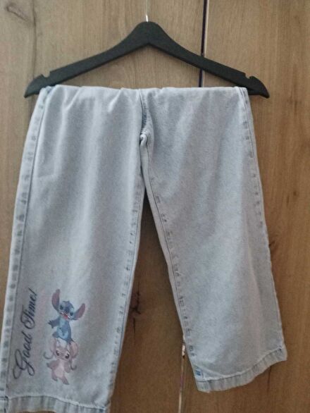 Stitch Desenli Kot Pantolon ve bluz