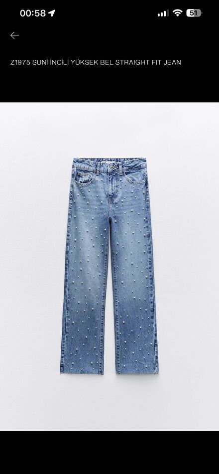 Zara suni incili yüksek bel Jean