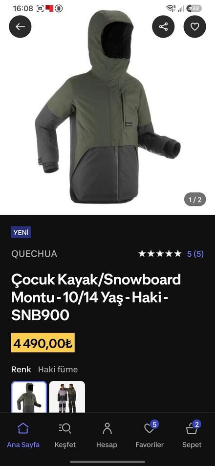 Çocuk Kayak Montu