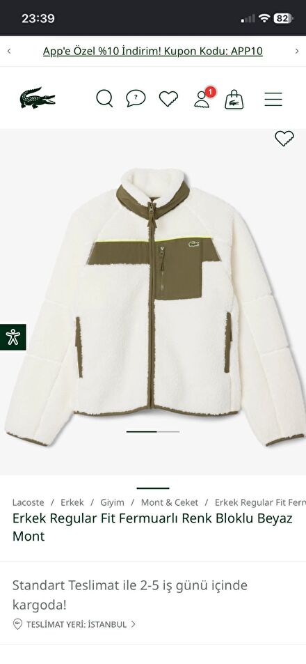Lacoste Fermuarlı Renk Bloklu Peluş Mont