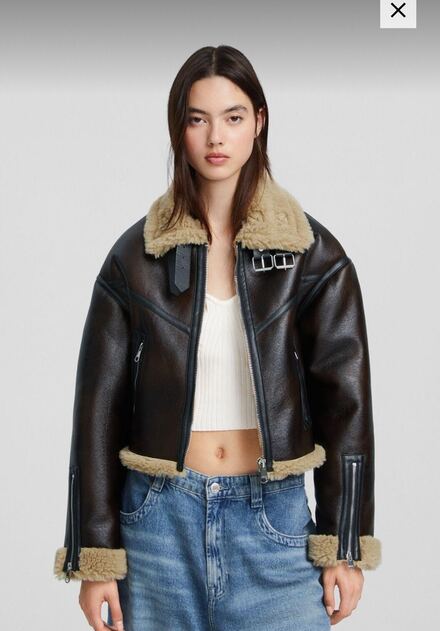 Bershka Suni Deri Detaylı Mont