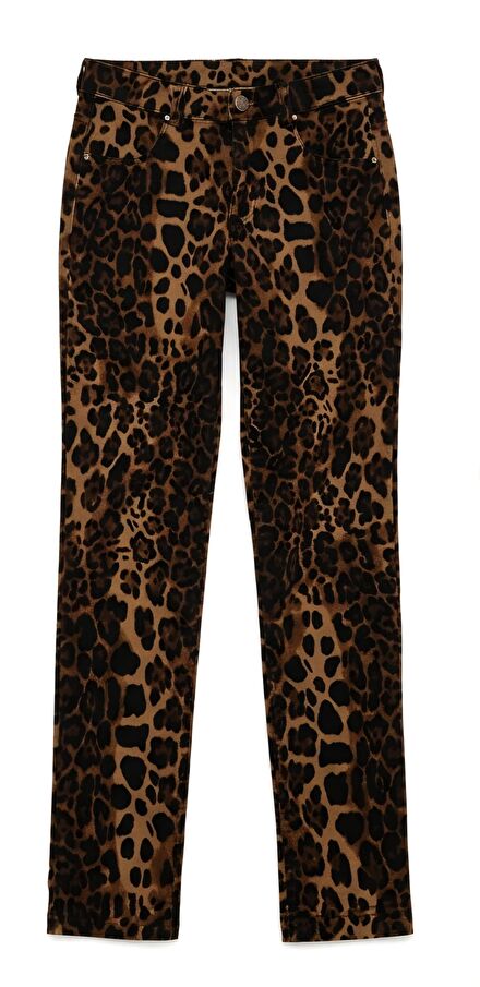 Leopar Desenli Jeans Pantolon