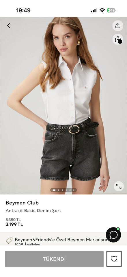 Antrasit Basic Denim Şort