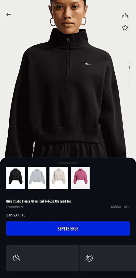 Nike Polar Siyah Fermuarlı Sweatshirt