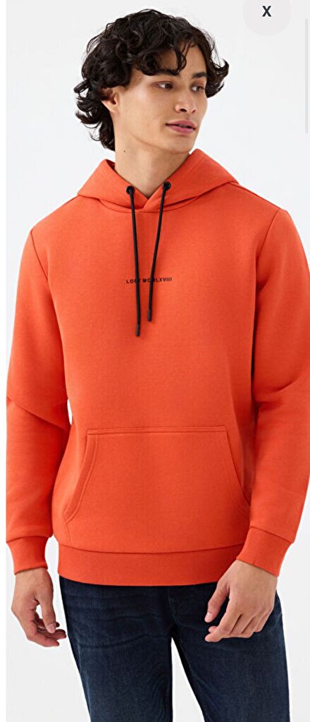 LOFT marka Turuncu Kapüşonlu Sweatshirt