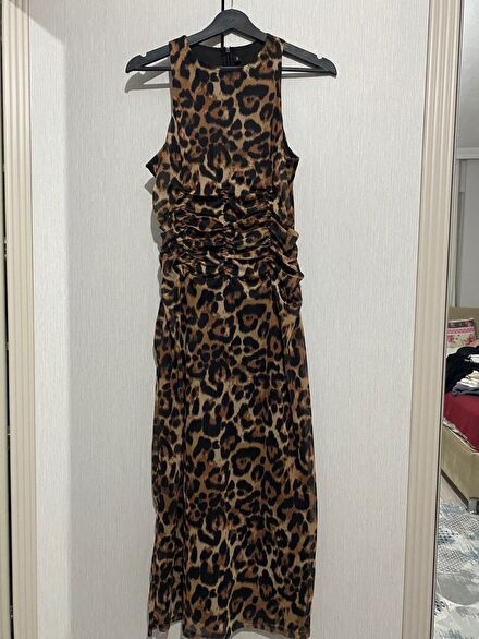 Leopar Desenli Elbise