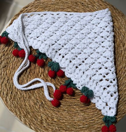 Beyaz Kirazlı Bandana