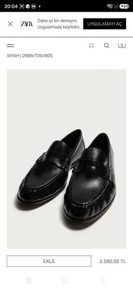 Zara Siyah Loafer Ayakkabı