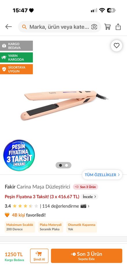 Fakir Pembe Saç Düzleştirici