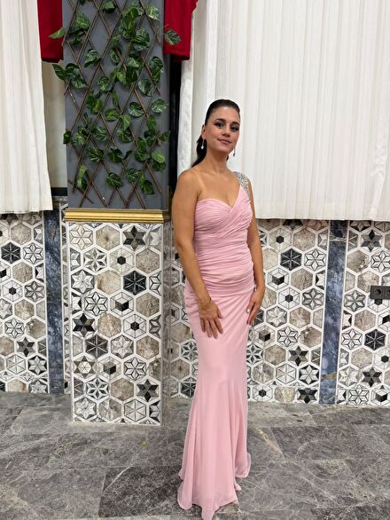 Pudra Uzun Abiye Elbise