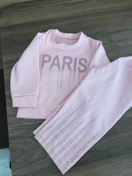 Pembe Paris Baskılı İkili Takım