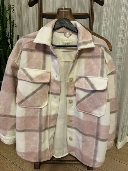 Colins Pembe Ekose Oversize Gömlek Ceket