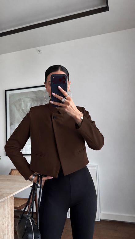 Tek Düğme Detay Blazer Ceket