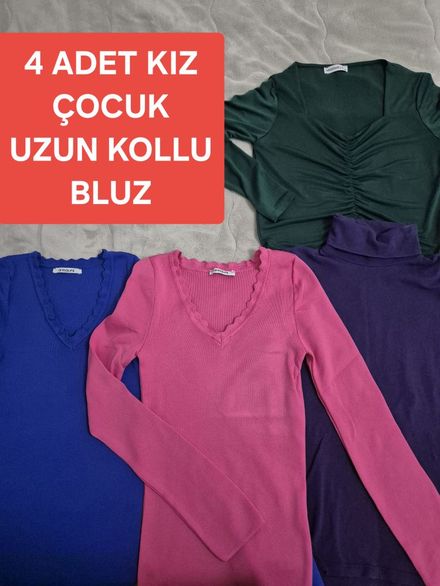 TOPLU 4 PARÇA KIZ ÇOCUK UZUN KOL ÜST