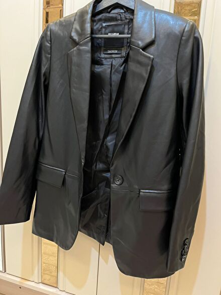Pull&Bear Siyah Deri Blazer Ceket