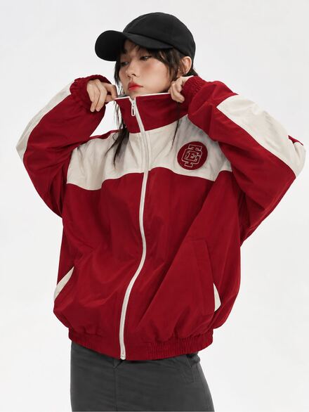 Bershka Kırmızı/Krem mont y2k