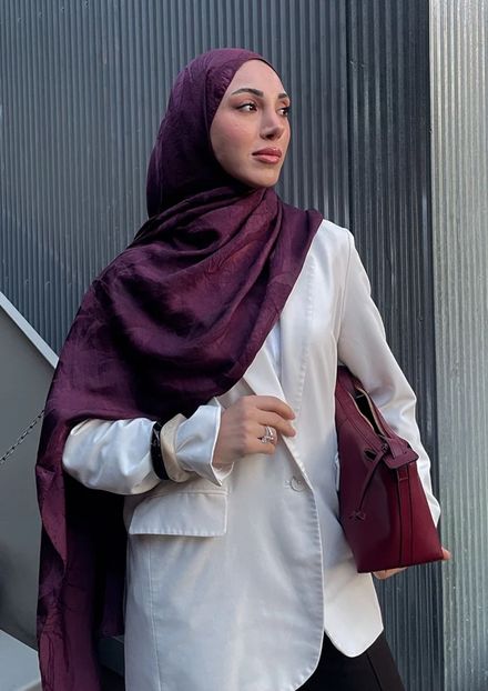 Mürdüm Desenli Şal