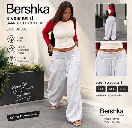 Bershka yeni sezon kıvrık bellı pantolon