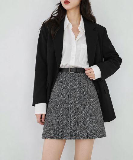 H&M Marka Siyah Beyaz Etek