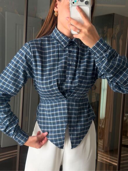 ✨ ZARA TARZI EKOSE KRUVAZE KORSE GÖMLEK