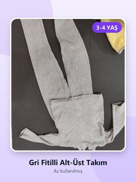 Gri Fitilli Alt-Üst Takım 3-4 Yaş