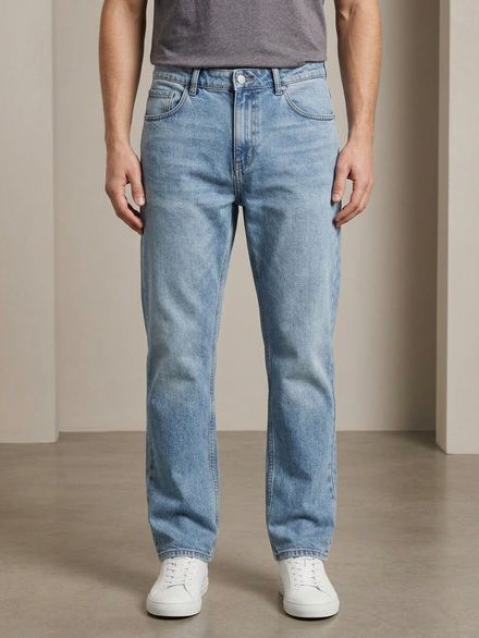 Erkek Baggy Açık Mavi Jean Pantolon