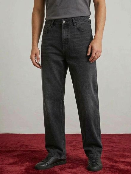 Erkek Baggy Bool Siyah Fit Jean Pantolon