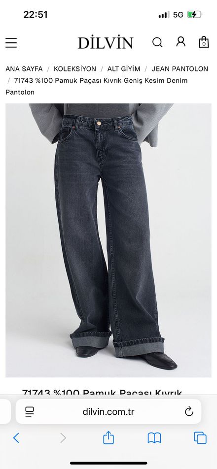 Dilvin Geniş Kesim Denim Pantolon