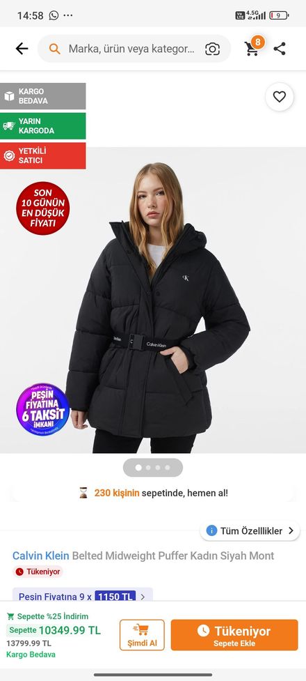 Calvin Klein Siyah Kaban
