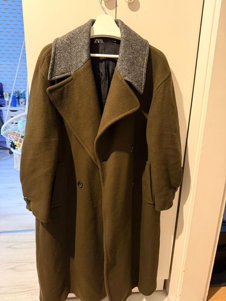 Zara Oversize Haki Monteco Yünlü Kaban